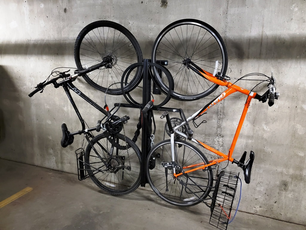 wall mounted double bike rack